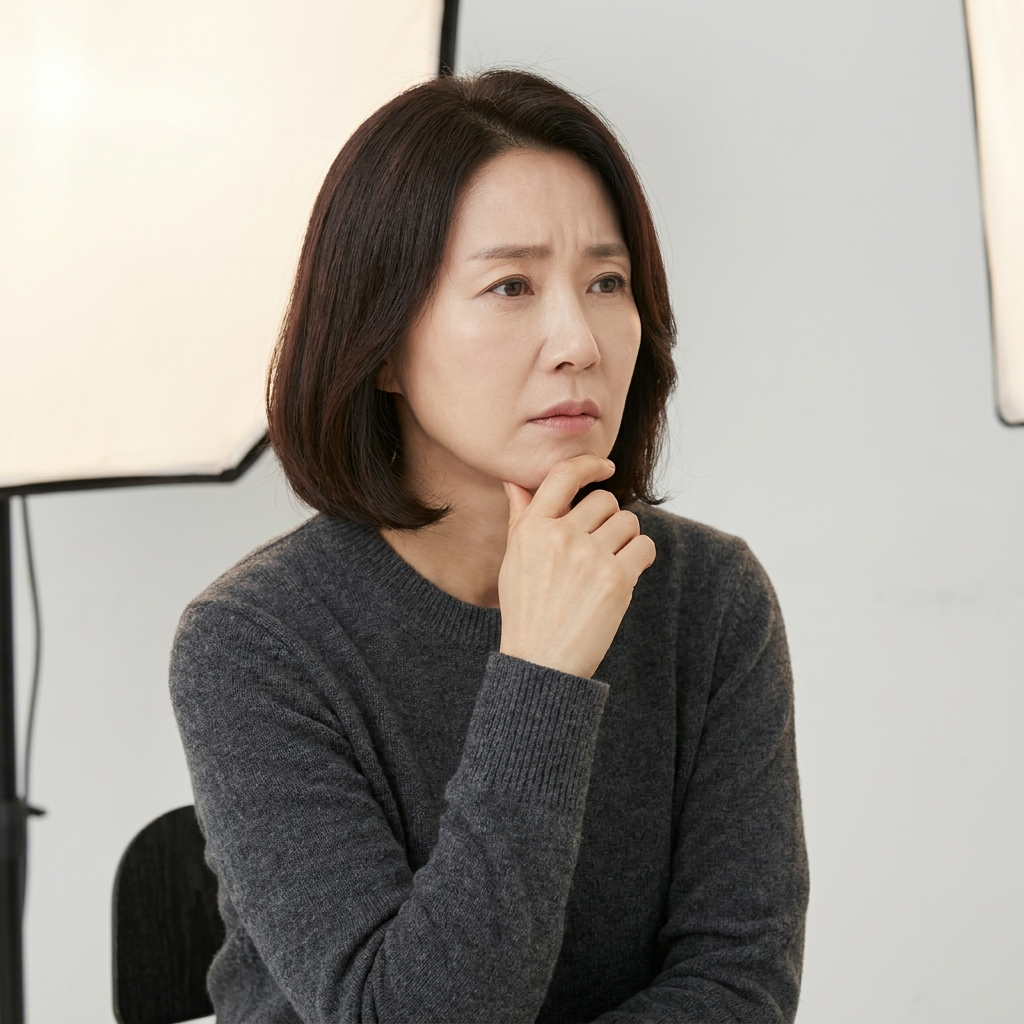 임플란트 치과 선택을 고민하는 중년 여성